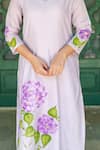 Buy_Missprint_Purple Kurta Silk Chanderi Hand Painted Floral V Neck Mist Pant Set _Online