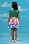 Shop_LIL DRAMA_Green T-shirt Cotton Printed Barbie And Skirt Set _at_Aza_Fashions