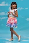 LIL DRAMA_White T-shirt Cotton Printed Barbie And Skirt Set _Online_at_Aza_Fashions