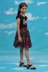 LIL DRAMA_Black T-shirt Cotton Printed Barbie And Flared Skirt Set _Online_at_Aza_Fashions