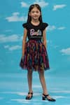 Buy_LIL DRAMA_Black T-shirt Cotton Printed Barbie And Flared Skirt Set _Online_at_Aza_Fashions