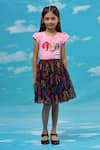 Buy_LIL DRAMA_Pink T-shirt Cotton Printed Barbie And Skirt Set _at_Aza_Fashions