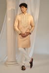 Buy_Soniya G_Beige Handloom Embroidered Zardozi Floral Kurta Pant Set _at_Aza_Fashions