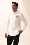 Buy_Seven_White Cotton Embroidered Turtle Motif Quick Shirt _at_Aza_Fashions