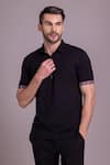 Buy_AMIT ARORA_Black Cotton Knit Half Sleeve T-shirt _at_Aza_Fashions