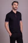 Buy_AMIT ARORA_Black Cotton Knit Half Sleeve T-shirt _Online_at_Aza_Fashions