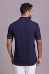 Shop_AMIT ARORA_Blue Cotton Knit Half Sleeve Zipper T-shirt _at_Aza_Fashions