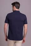 Shop_AMIT ARORA_Blue Cotton Knit Collared T-shirt _at_Aza_Fashions