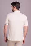 Shop_AMIT ARORA_Cream Cotton Knit Trim Detailed T-shirt _at_Aza_Fashions