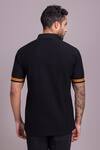 Shop_AMIT ARORA_Black Cotton Knit Collared Half Sleeve T-shirt _at_Aza_Fashions