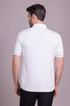 Shop_AMIT ARORA_White Cotton Knit Half Sleeve Collared T-shirt _at_Aza_Fashions