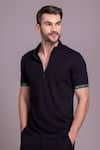 Buy_AMIT ARORA_Black Cotton Knit Half Sleeve T-shirt _Online_at_Aza_Fashions