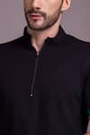 AMIT ARORA_Black Cotton Knit Half Sleeve T-shirt _at_Aza_Fashions