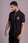 AMIT ARORA_Black Cotton Knit Half Sleeve T-shirt _Online_at_Aza_Fashions