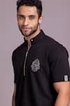 Shop_AMIT ARORA_Black Cotton Knit Half Sleeve T-shirt _Online_at_Aza_Fashions