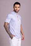 Buy_AMIT ARORA_Blue Cotton Knit Collared T-shirt _Online_at_Aza_Fashions