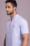 Shop_AMIT ARORA_Blue Cotton Knit Collared T-shirt _Online_at_Aza_Fashions