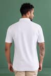 Shop_AMIT ARORA_White Cotton Knit Buttoned Placket Half Sleeve T-shirt _at_Aza_Fashions