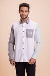 Buy_AMIT ARORA_White Cotton Knit Button Down Shirt _at_Aza_Fashions