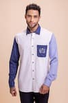 AMIT ARORA_White Cotton Knit Embroidered Pocket Shirt _Online_at_Aza_Fashions