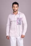 AMIT ARORA_Pink Cotton Knit Patchwork Bugs Bunny Canvas Shirt _Online_at_Aza_Fashions