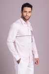 Shop_AMIT ARORA_Pink Cotton Knit Patchwork Bugs Bunny Canvas Shirt _Online_at_Aza_Fashions