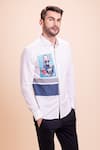 Buy_AMIT ARORA_White Cotton Knit Patchwork Canvas Shirt _Online_at_Aza_Fashions