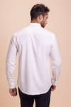 Shop_AMIT ARORA_White Cotton Knit Patchwork Canvas Button Down Collared Shirt _at_Aza_Fashions