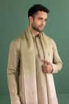 AMIT ARORA_Green Kurta And Stole Chanderi Silk Embroidery Thread Floral Set _at_Aza_Fashions