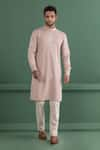 Buy_AMIT ARORA_Pink Poly Knit Embroidery Cutdana Placement Kurta _at_Aza_Fashions