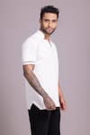 Shop_AMIT ARORA_White Cotton Knit Plain Half Sleeve T Shirt _Online_at_Aza_Fashions