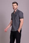 AMIT ARORA_Grey Cotton Knit Plain Placement Embroidered T Shirt _Online_at_Aza_Fashions