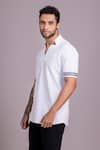 AMIT ARORA_White Cotton Knit Plain Crest Placement Embroidered T Shirt _Online_at_Aza_Fashions