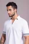 Buy_AMIT ARORA_White Cotton Knit Plain Crest Placement Embroidered T Shirt _Online_at_Aza_Fashions