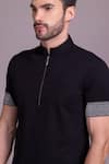 Shop_AMIT ARORA_Black Cotton Knit Plain Solid Half Sleeve T Shirt _Online_at_Aza_Fashions