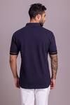 Shop_AMIT ARORA_Blue Cotton Knit Plain Half Sleeve T Shirt _at_Aza_Fashions