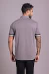 Shop_AMIT ARORA_Grey Cotton Knit Plain Solid Half Sleeve T Shirt _at_Aza_Fashions