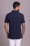 Shop_AMIT ARORA_Blue Cotton Knit Plain Solid Zipper T Shirt _at_Aza_Fashions