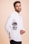 AMIT ARORA_White Acetate Placement Embroidery Horse Motif Hand Shirt _at_Aza_Fashions