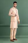 AMIT ARORA_Orange Bundi Dobby Silk Embroidery Regal Floral Tonal Kurta Set _Online_at_Aza_Fashions