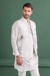 Shop_AMIT ARORA_Ivory Bundi Matka Silk Embroidery Floral Vine Kurta Set _Online_at_Aza_Fashions