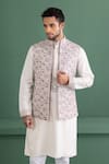 AMIT ARORA_Purple Bundi Silk Embroidery Floral Bloom Kurta Set _Online_at_Aza_Fashions