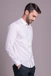 Buy_AMIT ARORA_White Cotton Knit Patchwork Placed Panel Shirt _Online_at_Aza_Fashions