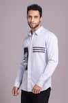 AMIT ARORA_Grey Cotton Knit Patchwork Guitar Panel Shirt _Online_at_Aza_Fashions