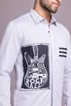 AMIT ARORA_Grey Cotton Knit Patchwork Guitar Panel Shirt _at_Aza_Fashions