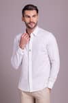 Buy_AMIT ARORA_White Cotton Knit Solid Full Sleeve Shirt _at_Aza_Fashions