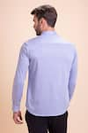 Shop_AMIT ARORA_Sky Blue Cotton Knit Threadwork Horse Shirt _at_Aza_Fashions