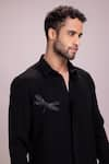 Buy_AMIT ARORA_Black Polyamide Embellished Dragonfly Placement Shirt _Online_at_Aza_Fashions