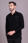 Buy_AMIT ARORA_Black Polyamide Embellished Placed Bird Bead Shirt _Online_at_Aza_Fashions