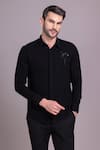 Shop_AMIT ARORA_Black Polyamide Embellished Placed Bird Bead Shirt _Online_at_Aza_Fashions